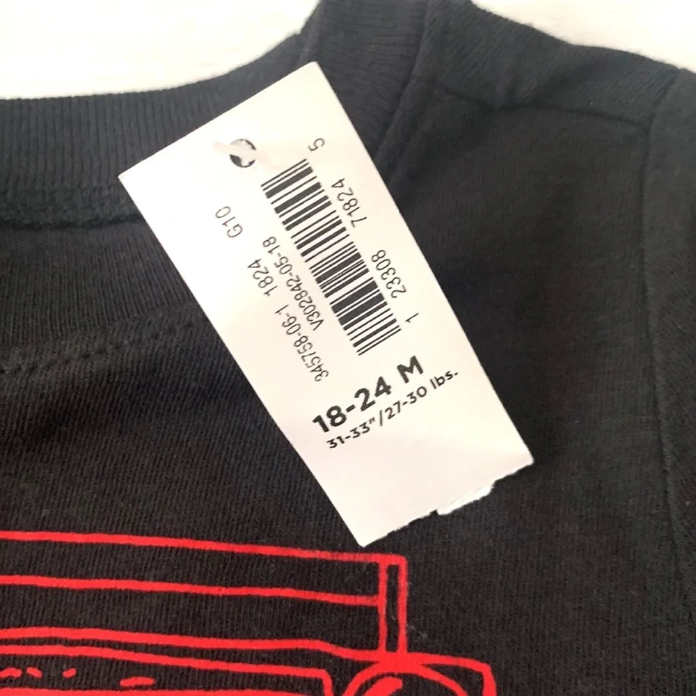 Old Navy 18-24m Baby Boy Graphic Tee Black Short Sleeve Shirt 18m 24m NEW